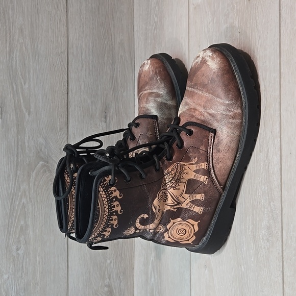 Elephant Women Y2K Moto Hobo Aztec Boho Shoes boots sz 8 - Picture 1 of 10
